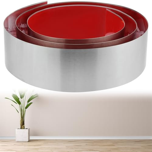 AIHSUMC Placa para puerta de 10.2 cm x 259.1 cm, de acero inoxidable, cubierta de zócalo de despegar y pegar, placa de zócalo de metal cepillado para protección de pared, puerta, cocina, armario