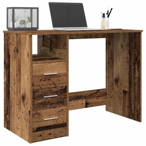 Myheimly Schreibtisch 102x76x50 cm Holzwerkstoff, Bürotisch, Tisch, PC-Tisch, Computertisch, Laptoptisch, Arbeitstisch, Studiertisch Altholz