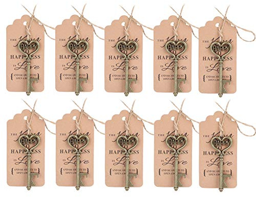 Outbit 10 Stück Vintage-Schlüssel-Flaschenöffner Mit Etikett, Karte Für Gastgeschenke, Geburtstage, Hochzeiten, Partys, Gastgeschenke