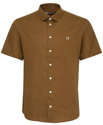 CASUAL FRIDAY CFAksel Herren Kurzarmhemd Hemd Herrenhemd Leinenmix Regular Fit, Farbe: Kangaroo (180920), Größe: 3XL