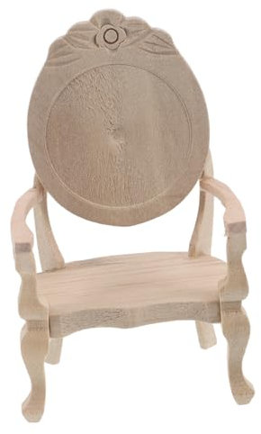 Mobestech Chaise Miniature Bois Au Design Rétro pour Meubles De Maison De Poupée Fauteuil Non Peint Soi-même pour Décoration Créative Beige pour Petite Maison Jardin De Fées