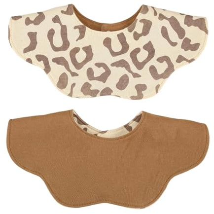 Gissroys Bavoir réversible en coton pour bébé Sabbert Bib 360 Protection pour le temps d'alimentation Utilisation double face Adorable nouveau-né Dents Bavoir en coton pour nourrissons, Motif léopard