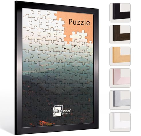 Bildershop-24 Marco para rompecabezas Londres para puzzle de aproximadamente 1000 piezas 33x98 cm 98x33 cm Negro alto brillo con vidrio acrílico