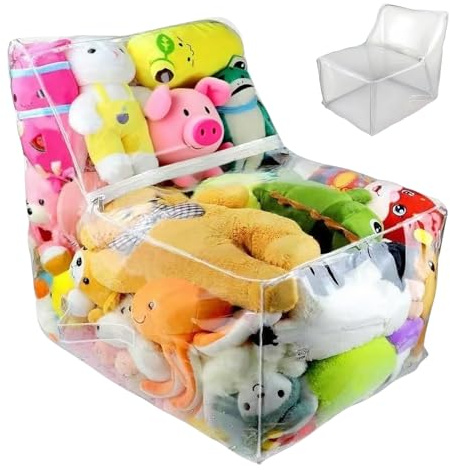Quorvex Plüschtier Aufbewahrung Sitzsack - Durchsichtige Sitzsack Bezug für Kuscheltiere,Wasserdichter Plüsch Bezug Für Couch Sofa Bett Schlafzimmer Wohnheim