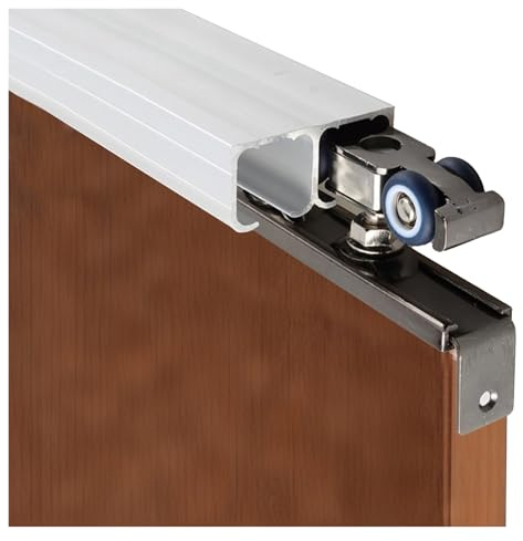 AMUFJJ Rail Porte coulissante Rail Coulissant pour Porte De Grange Suspendue avec roulettes, 500/400/320/240/200/120/100cm, Kit Quincaillerie pour Garage À Deux Portes(L 240cm (7.9ft))