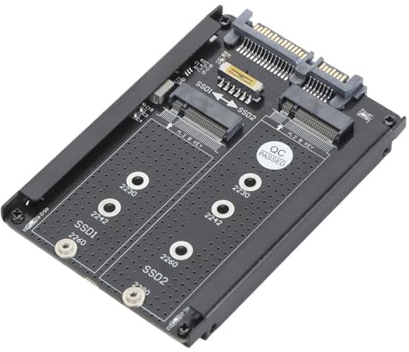 VBESTLIFE Tarjeta Dual NGFF B Key M.2 SSD, 6gbps, SATA III M.2 SSD a Caja de Unidad de Disco HDD SATA Combo de 2,5 Pulgadas para 2230 2242 2260
