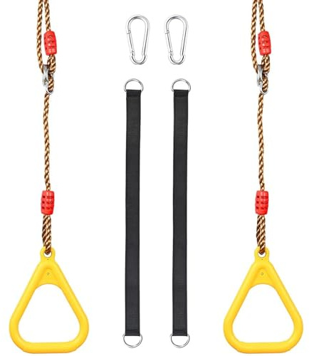 Binnan Trapez Schaukel Turnringe, Gymnastikringe für Kinder, Turnringe Outdoor Turn Ringe, Belastbarkeit bis 120 kg, goldene Gymnastikringe, Gartenschaukel für drinnen und draußen