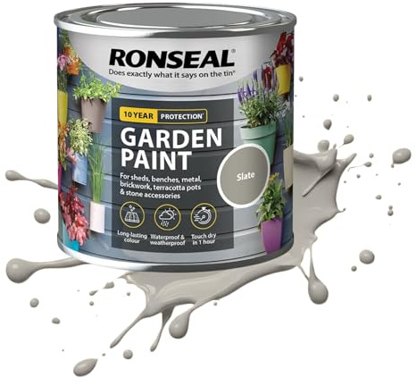 AOC24 250ML Garden Paint Slate, Water Based Outdoor Paints, Long Lasting Weather Resistant, Fast Drying Color for Wood, Bricks, Pots, Anti Crack Peeling DIY Paint (Slate, 250 M L)