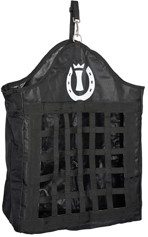 Imperial Riding Heutasche IRH Eat Up, Heusack mit Aufhängesystem und großer Frontöffnung, robuste Heutasche für Stall und Anhänger, Schwarz, 1SIZE