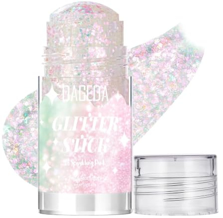 Prreal Sparkling Pink Body Glitter Stick,Sparkly Hair Face Glitter Makeup | for Women Rave Outfit Accessories,Holographic Mermaid Glitters Face Paint Stick for Halloween Makeup 1.12 oz, #16