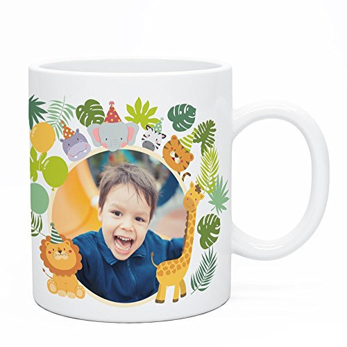 Regalo Original Taza de plástico Infantil de Fiesta de Animales Personalizada con tu Foto o Texto 33cl