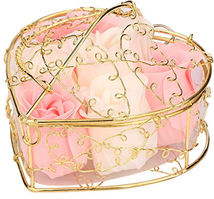 Tonsee 6 Stücke Rosen-Duftseifen in Elegante Herzform Geschenk-Box Rosenduft Steigung Blumen Farben-Badeseife Rose Kreativ Blumen Home Decor Bestes Geburtstags-Valentinstag-Hochzeit Geschenk (Rosa)