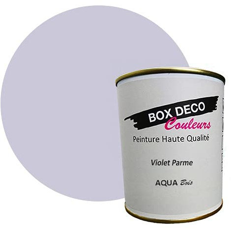 BOX DECO COULEURS Peinture bois intérieur extérieur à base d'acrylique aspect velours-satin Aqua Bois - 750ml, Violet Parme