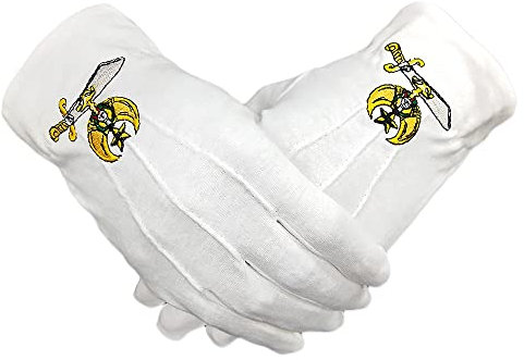 Shriner Symbol handbestickte Baumwolle Freimaurer Handschuhe weiß