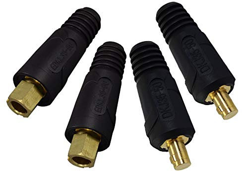 RIVERWELD TIG Welding Cable Panel Connector Plug & Socket Set DKJ35-50 & EDKL35-50 315Amp with Black Colour Dinse-Style Quick Fitting 4pcs