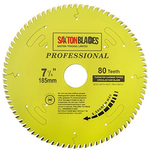 TCT18580TPRO Saxton Professional Range TCT Circular Saw Blade 185mm x 80T x 30mm Bore, 16, 20, 25mm reduction rings Compatible with Bosch Makita Dewalt etc