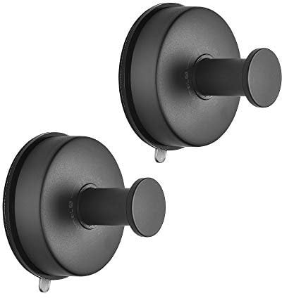 JOMOLA Ganchos ventosa de Succión Gancho Ventosa 2 Piezas Toallero con Ventosa para Baño Cocina Colgador de Pared sin Taladro Gancho de Pared con Percha Accesorio de Baño Inoxidable Negro