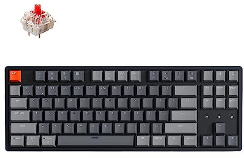 Keychron K8 Tastiera meccanica cablata Bluetooth/USB cablata, hot-swap Tenkeyless 87 tasti RGB LED retroilluminato Gateron Interruttore rosso Rollover N-Key, telaio in alluminio per Mac e Windows