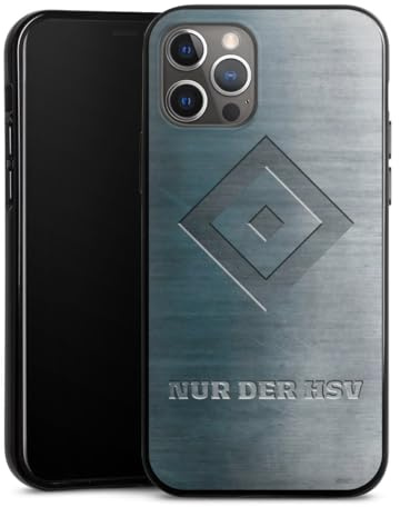 Silikon Hülle kompatibel mit Apple iPhone 12 Pro Case schwarz Handyhülle HSV Hamburger SV Metallic Look