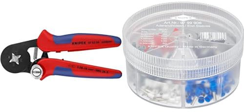 KNIPEX Selbsteinstellende Crimpzange für Aderendhülsen (180 mm) 97 53 04 & Sortimentsboxen 97 99 906