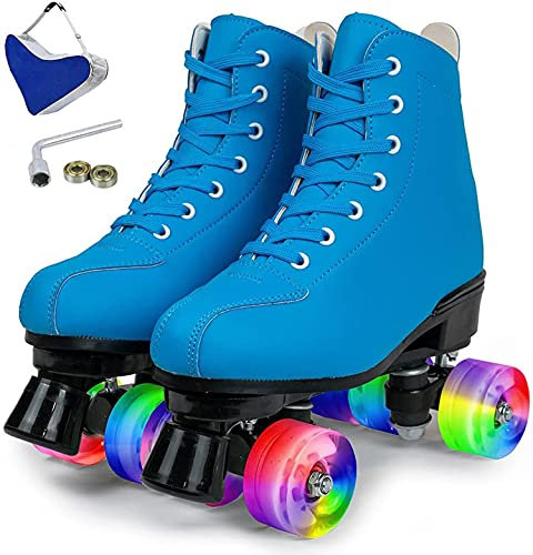 JianJud Damen Rollschuhe - Glänzende Rollschuhe Für Erwachsene Damen Herren, PU Leder Rollschuhe Für Outdoor/Indoor Mit Schuhtasche Und Werkzeug B,44