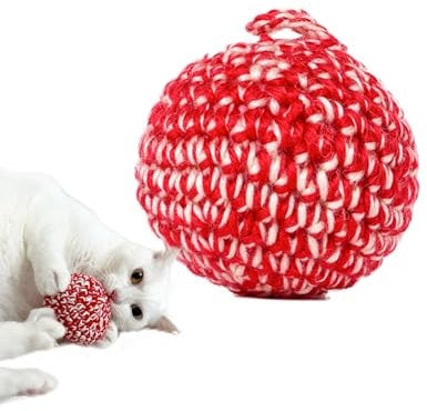 JAYU PET Roter Katzenball – Frisches Katzenminzenspielzeug aus Silberranke zur Stressbewältigung bei Katzen, handgefertigter Matatabi-Ball aus Wolle, 7 cm
