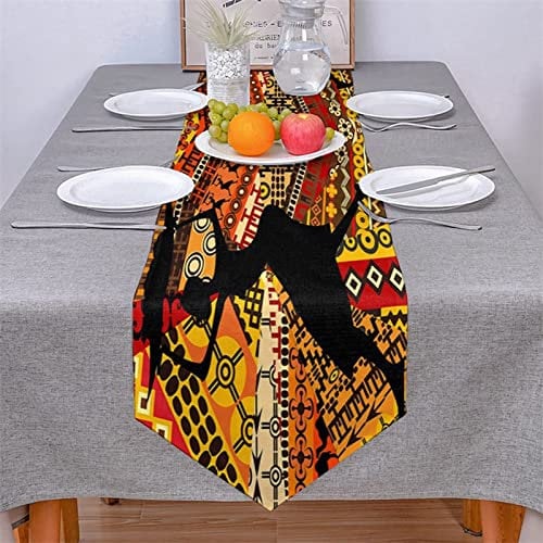 Aotiwe Tischläufer Modern Herbst, Tischtuch für Biertisch aus Bettwäsche aus Baumwolle Afrikanische Frau Stil 7 41x183CM für Feiertage Küche