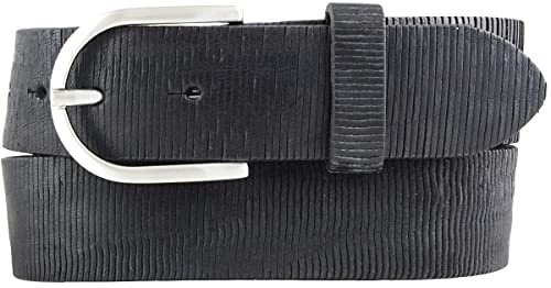 BELTINGER Damen-Gürtel aus Vollrindleder Metall-Optik 4,0 cm | Leder-Gürtel Metallic-Look 40mm | Glänzender Gürtel für Damen 4cm
