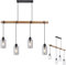 INNOVATE Pendelleuchte Holz & Glas 4 flammig – Klare Glaszylinder Hängelampe Vintage - 98cm breite Pendellampe schwarz mit E27 Fassung bis 60 Watt - Retro Hängeleuchte Esstisch 130cm
