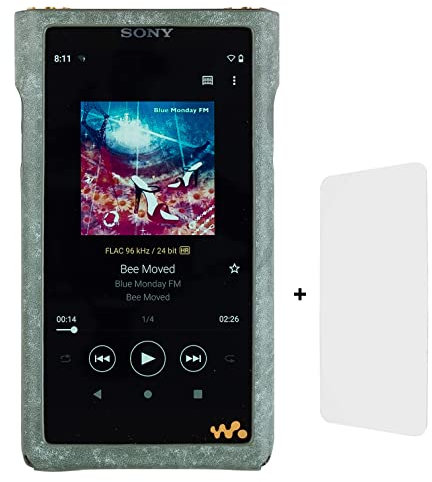 MITER Case Compatible with Sony NW-WM1AM2 / NW-WM1ZM2 Walkman, Handmade Italy Pueblo Leather Case Cover + Screen Protector for WM1AM2 WM1ZM2 (Dark Green)