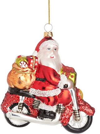 Sass & Belle Weihnachtsmann auf Motorrad-Kugel