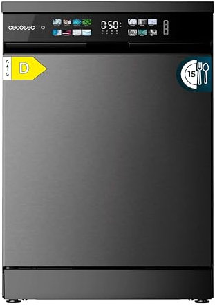 Cecotec Lavavajillas 60 cm Libre Instalación Bolero Aguazero 6210 Dark D. 15 Cubiertos, Bajo Consumo, Pantalla Fullcolor XXL, Tercera Bandeja, 8 Programas, Dual Zone Wash, Bandeja Ajustable, Dark