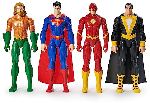 DC Comics, Actionfigur, Aquaman, Superman, The Flash, Black Adam, 30,48 cm, Sammlerstück, Superhelden-Kinderspielzeug für Jungen und Mädchen, ab 3 Jahren, 4 Stück