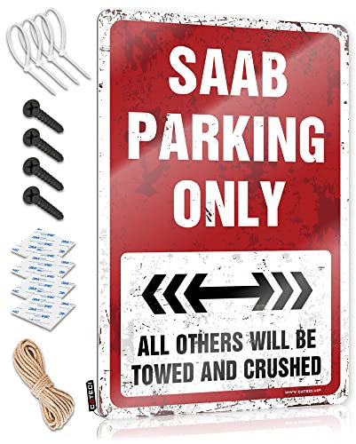 Schild Dekor Saab Parking Only Blechschild Wohnheim Türschild Jungen Schlafzimmer Dekorationen (Größe: 30 x 40 cm)