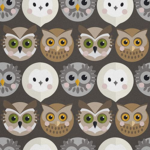 HEKO PANELS Stoff Oxford Wasserdichte Meterware Canvas-Stoff Polyester Stoff Zum Nähen Nähstoffe Möbelstoffe Dekostoffe Handwerken Wasserabweisend Blickdicht Eulen 1 Meter 155 x 100 cm