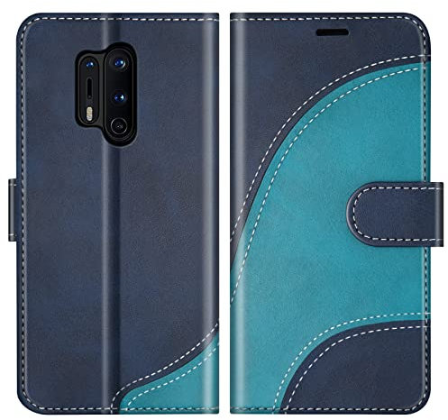 BoxTii Hülle für OnePlus 8 Pro, PU Leder Handyhülle für OnePlus 8 Pro, Ledertasche Klapphülle Schutzhülle mit Kartenfächer und Magnetverschluss, Blau