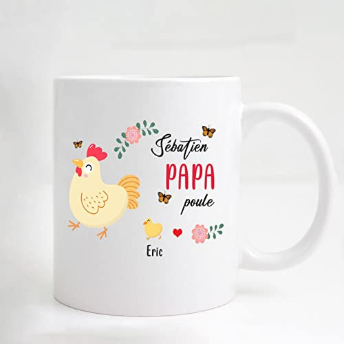 Lalasol Mug Personnalisé – Idée Cadeau Pour Papa Fête Des Pères l'Anniversaire Noël – Tasse Papa Poule – Imprimé en France