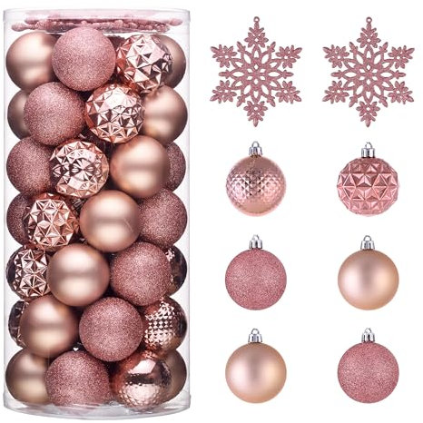Valery Madelyn Weihnachtsbaumschmuck-Set, 50 Stück, 6,9 cm, rosa, bruchsicher, Weihnachtskugel, Ornamente, hängende Weihnachtsfeiertagsdekoration