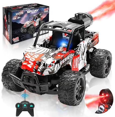 VATOS Ferngesteuertes Auto für Kinder, 1:16 Skala All Terrain Monster Truck, RC Auto mit Sprühen Nebel Licht, Spielzeugauto Geschenk für Jungen Mädchen im Alter von 3 4 5 6 7 8 Jahren