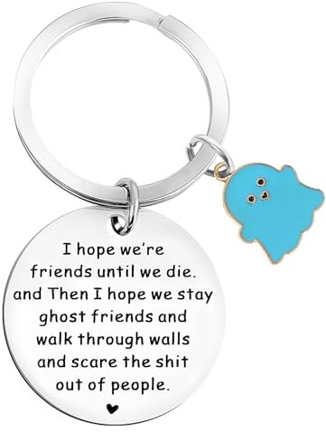 Jeffdad Funny Ghost Theme Keychain, Best Friend Keychain, Unique Friendship Gifts for Women, Female Friends, Sisters, Girlfriends, Multicolored