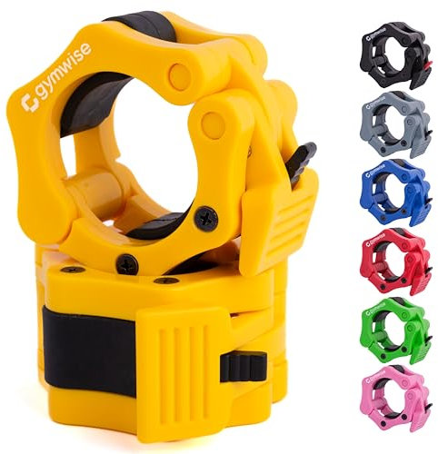 Gymwise Olympic Barbell Clips, coppia di 5,1 cm pollici bilanciere collari, Premium e Heavy Duty morsetti (giallo)