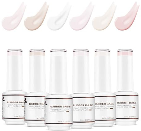 Nicedeco Rubber Base Gel Set - 8ml 6 Farben UV Gel Soak Off Set 6-33