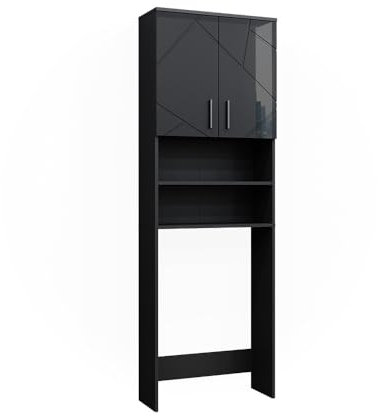 Vicco Mobiletto per lavatrice Irma, Antracite lucido/Antracite, 64 x 190.5 cm