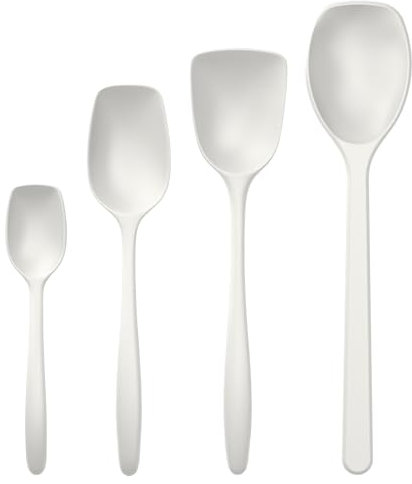 Rosti Classic Kochlöffel Set 4-Teilig, Hochwertiges Küchenhelfer Set mit 3 Kochlöffel & 1 Backlöffel, aus Kunststoff, Hitzebeständig, Bruchsicher, Spülmaschinenfest, Weiß