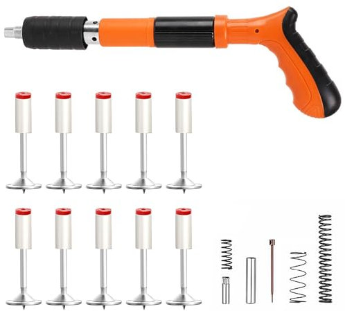 Nagelpistole Nail Gun mit Runden Nägeln, Mini Manuelle Nagelpistole für Stahl & Beton, Tragbare Schalldämpfer Stahl Nagel Pistole Nail Tool Bolzenschussgerät für Zementwand Haushalt (Orange A)