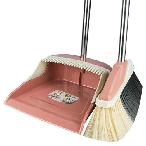 KKXXYQFC Juego Combinado de Escoba y recogedor, Escoba + recogedor, Escoba de Mango Largo, Escoba Interior, recogedor, Escoba de Piso para vestíbulo de Cocina, Rosa