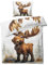 Elch Bettwäsche 135x200 Sommer - Cartoon Tiere Bettbezug 135 x 200 2er Set, Weiche & Angenehme Mikrofaser Bettbezüge & Kissenbezug 80x80, Bettwäsche-Sets mit Reißverschluss E&-260