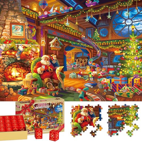 Jigsaw Advent Calendar 2024, Christmas Jigsaw Puzzle 1008 Pieces, 24 Days Christma Puzzle Advent Calendar, Christma Countdown Calendar Home Decoration, Christmas Gifts for Adults and Kids