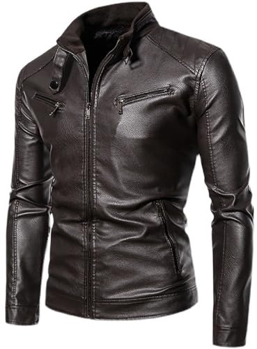 SRZYMJ Lederjacke Herren Kaffee Echtlederjacke Herren Lang Wollmantel Herren Winter Motorradjacke Herren Vintage T-Shirts Für Herren Imprägnierspray Jacke L Outdoorjacke Wasserdicht Atmungsaktiv