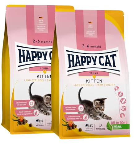 Happy Cat Young Kitten Land Geflügel M - Trockenfutter für Katzen-Babys ab der 5. Lebenswoche - 2X 4kg